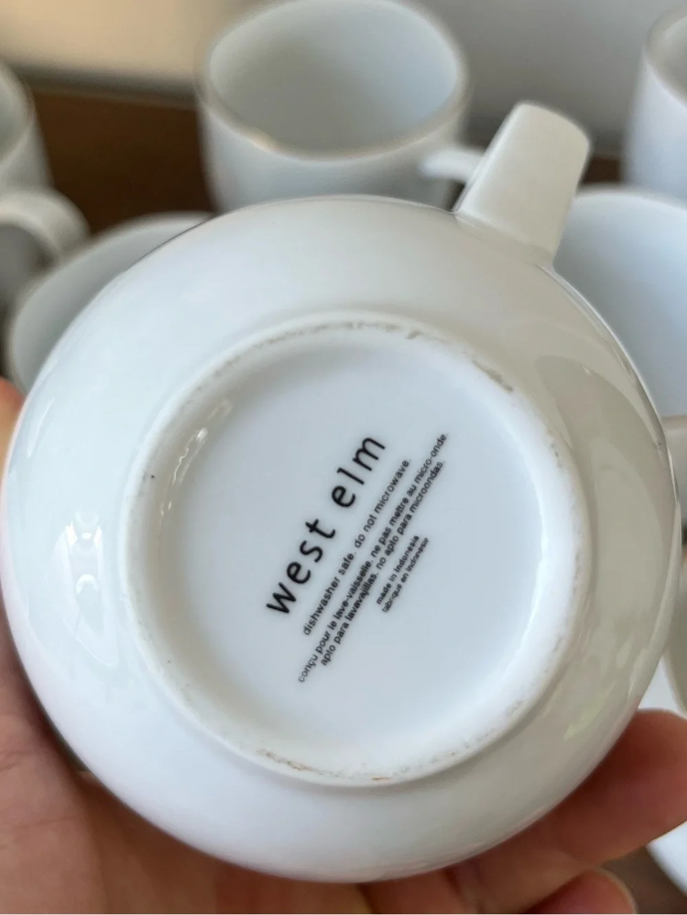 West Elm Organic white Porcelain Gold-Rimmed Mugs set of 8
